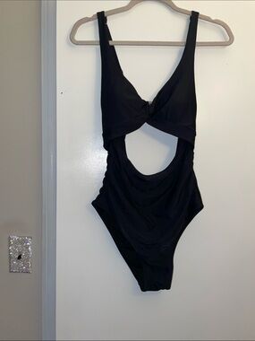 Black One-Piece Swimsuit with Cutout